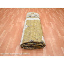Load image into Gallery viewer, 9&#39;1&quot;x12&#39;1&quot; Golden Yellow, Pinecone Design, 100% Wool, Hand Knotted, Shaved Low, Densely Woven, Oriental Rug FWR454152