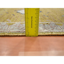 Load image into Gallery viewer, 2&#39;1&quot;x3&#39;1&quot; Golden Yellow, Pinecone Design, Hand Knotted, Pure Wool, Shaved Low, Densely Woven, Mat, Sample, Oriental Rug FWR454158