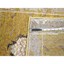Load image into Gallery viewer, 2&#39;1&quot;x3&#39;1&quot; Golden Yellow, Pinecone Design, Hand Knotted, Pure Wool, Shaved Low, Densely Woven, Mat, Sample, Oriental Rug FWR454158