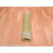 Load image into Gallery viewer, 2&#39;1&quot;x3&#39;1&quot; Golden Yellow, Pinecone Design, Hand Knotted, Pure Wool, Shaved Low, Densely Woven, Mat, Sample, Oriental Rug FWR454158