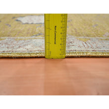 Load image into Gallery viewer, 2&#39;1&quot;x3&#39;2&quot; Golden Yellow, Pinecone Design, 100% Wool, Hand Knotted, Densely Woven, Shaved Low, Sample, Mat, Oriental Rug FWR454164