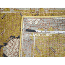 Load image into Gallery viewer, 2&#39;1&quot;x3&#39;2&quot; Golden Yellow, Pinecone Design, 100% Wool, Hand Knotted, Densely Woven, Shaved Low, Sample, Mat, Oriental Rug FWR454164