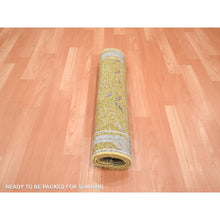 Load image into Gallery viewer, 2&#39;1&quot;x3&#39;2&quot; Golden Yellow, Pinecone Design, 100% Wool, Hand Knotted, Densely Woven, Shaved Low, Sample, Mat, Oriental Rug FWR454164