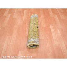 Load image into Gallery viewer, 2&#39;1&quot;x3&#39;1&quot; Golden Yellow, Pinecone Design, Hand Knotted, Pure Wool, Shaved Low, Densely Woven, Mat, Sample, Oriental Rug FWR454170