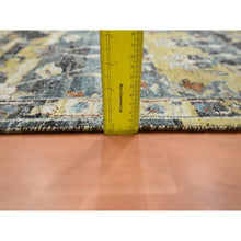 Load image into Gallery viewer, 2&#39;x3&#39;3&quot; Stone Blue With Yellow, Abrash Persian Design, 100% Wool, Shaved Low, Zero Pile, Hand Knotted, Mat, Sample, Oriental Rug FWR454182