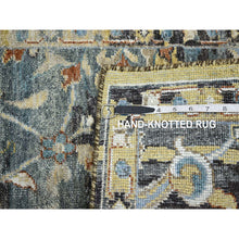 Load image into Gallery viewer, 2&#39;x3&#39;3&quot; Stone Blue With Yellow, Abrash Persian Design, 100% Wool, Shaved Low, Zero Pile, Hand Knotted, Mat, Sample, Oriental Rug FWR454182