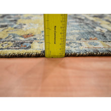 Load image into Gallery viewer, 2&#39;x3&#39;3&quot; Stone Blue with Yellow, Abrash Persian Design, Hand Knotted, 100% Wool, Shaved Low, Zero Pile, Mat, Sample, Oriental Rug FWR454188