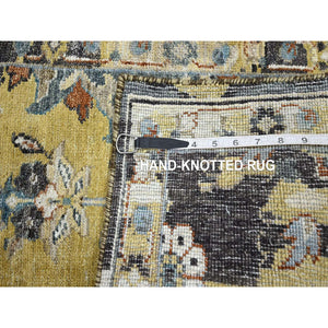 2'x3'3" Stone Blue with Yellow, Abrash Persian Design, Hand Knotted, 100% Wool, Shaved Low, Zero Pile, Mat, Sample, Oriental Rug FWR454188