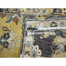 Load image into Gallery viewer, 2&#39;x3&#39;3&quot; Stone Blue With Yellow, Abrash Persian Design, Hand Knotted, 100% Wool, Shaved Low, Zero Pile, Mat, Sample, Oriental Rug FWR454188