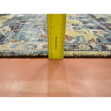 Load image into Gallery viewer, 2&#39;x3&#39;3&quot; Stone Blue with Yellow, Abrash Persian Design, 100% Wool, Hand Knotted, Shaved Low, Zero Pile, Mat, Sample, Oriental Rug FWR454194