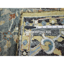 Load image into Gallery viewer, 2&#39;x3&#39;3&quot; Stone Blue With Yellow, Abrash Persian Design, 100% Wool, Hand Knotted, Shaved Low, Zero Pile, Mat, Sample, Oriental Rug FWR454194