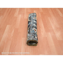 Load image into Gallery viewer, 2&#39;x3&#39;3&quot; Stone Blue with Yellow, Abrash Persian Design, 100% Wool, Shaved Low, Zero Pile, Hand Knotted, Mat, Sample, Oriental Rug FWR454182