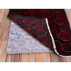 1'9"x4'9" Carmine Red, Afghan Khamyab With Tribal Medallions Design, Hand Knotted, Soft And Velvety Wool, Vegetable Dyes, Short And Narrow Runner, Oriental Rug FWR4536
