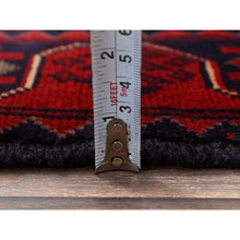 Load image into Gallery viewer, 1&#39;9&quot;x4&#39;9&quot; Carmine Red, Afghan Khamyab With Tribal Medallions Design, Hand Knotted, Soft And Velvety Wool, Vegetable Dyes, Short And Narrow Runner, Oriental Rug FWR4536