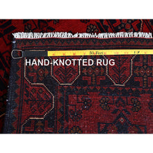 Load image into Gallery viewer, 1&#39;9&quot;x4&#39;9&quot; Carmine Red, Afghan Khamyab With Tribal Medallions Design, Hand Knotted, Soft And Velvety Wool, Vegetable Dyes, Short And Narrow Runner, Oriental Rug FWR4536