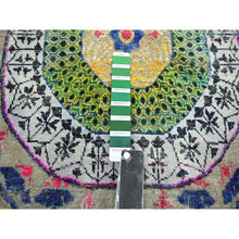 Load image into Gallery viewer, 2&#39;6&quot;x6&#39;5&quot; Macaroon Yellow, Colorful Mamluk Design, Sari Silk With Textured Wool, Hand Knotted, Runner, Oriental Rug FWR454206