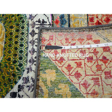 Load image into Gallery viewer, 3&#39;2&quot;x5&#39;2&quot; Parmesan Yellow, Colorful Mamluk Design, Hand Knotted, Sari Silk With Textured Wool, Oriental Rug FWR454212