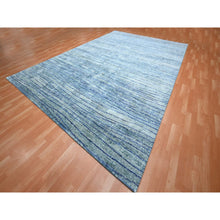 Load image into Gallery viewer, 10&#39;x14&#39;2&quot; Aqua Blue with a Mix of Teal, Wave Design, 100% Silk, Hand Knotted, Soft Pile, Oriental Rug FWR454218