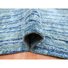 Load image into Gallery viewer, 10&#39;x14&#39;2&quot; Aqua Blue with a Mix of Teal, Wave Design, 100% Silk, Hand Knotted, Soft Pile, Oriental Rug FWR454218