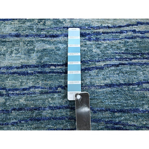 10'x14'2" Aqua Blue with a Mix of Teal, Wave Design, 100% Silk, Hand Knotted, Soft Pile, Oriental Rug FWR454218