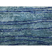 Load image into Gallery viewer, 10&#39;x14&#39;2&quot; Aqua Blue with a Mix of Teal, Wave Design, 100% Silk, Hand Knotted, Soft Pile, Oriental Rug FWR454218