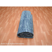 Load image into Gallery viewer, 10&#39;x14&#39;2&quot; Aqua Blue with a Mix of Teal, Wave Design, 100% Silk, Hand Knotted, Soft Pile, Oriental Rug FWR454218