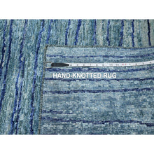 Load image into Gallery viewer, 10&#39;x14&#39;2&quot; Aqua Blue with a Mix of Teal, Wave Design, 100% Silk, Hand Knotted, Soft Pile, Oriental Rug FWR454218