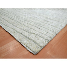 Load image into Gallery viewer, 9&#39;x12&#39; Swan White, Modern, Wavy Design, Pure Silk, Hand Knotted, Lush And Plush, Oriental Rug FWR454230