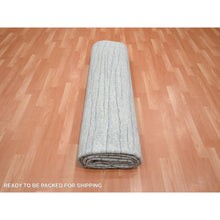 Load image into Gallery viewer, 9&#39;x12&#39; Swan White, Modern, Wavy Design, Pure Silk, Hand Knotted, Lush and Plush, Oriental Rug FWR454230