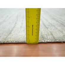 Load image into Gallery viewer, 9&#39;x12&#39; Swan White, Modern, Wavy Design, Pure Silk, Hand Knotted, Lush And Plush, Oriental Rug FWR454230