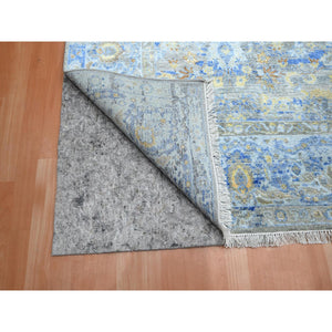 9'1"x12' Taupe Brown, Colorful Oushak With All Over Design, Oxidized Wool And Pure Silk, Hand Knotted, Oriental Rug FWR454242