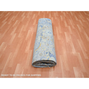 9'1"x12' Taupe Brown, Colorful Oushak With All Over Design, Oxidized Wool And Pure Silk, Hand Knotted, Oriental Rug FWR454242