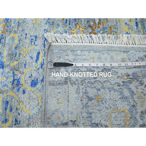 9'1"x12' Taupe Brown, Colorful Oushak With All Over Design, Oxidized Wool And Pure Silk, Hand Knotted, Oriental Rug FWR454242