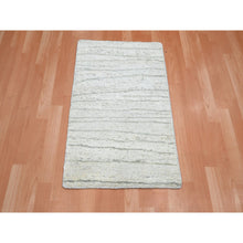 Load image into Gallery viewer, 2&#39;x3&#39; Chiffon White, Modern, Wave Design, Pure Silk, Hand Knotted, Lush and Plush, Sample, Mat, Oriental Rug FWR454254
