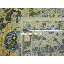 Load image into Gallery viewer, 12&#39;x15&#39;1&quot; Sage Green, Broken and Erased Persian Inspired with Birds Design, Distinct Abrash, Shaved Low, Hand Knotted, Pure Wool, XL, Oversized, Oriental Rug FWR454272