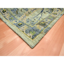 Load image into Gallery viewer, 9&#39;x12&#39;3&quot; Swamp Green, Broken and Erased Persian Inspired with Birds Design, Distinct Abrash, Shaved Low, Hand Knotted, 100% Wool, Oriental Rug FWR454278