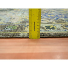 Load image into Gallery viewer, 9&#39;x12&#39;3&quot; Swamp Green, Broken and Erased Persian Inspired with Birds Design, Distinct Abrash, Shaved Low, Hand Knotted, 100% Wool, Oriental Rug FWR454278
