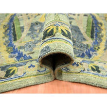 Load image into Gallery viewer, 9&#39;x12&#39;1&quot; Laurel Green, Broken and Erased Persian Inspired with Birds Design, Distinct Abrash, Shaved Low, Hand Knotted, Pure Wool, Oriental Rug FWR454284