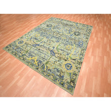 Load image into Gallery viewer, 8&#39;1&quot;x10&#39;2&quot; Hedge Green, Hand Knotted, Broken and Erased Persian Inspired with Birds Design, Distinct Abrash, Shaved Low, Pure Wool, Oriental Rug FWR454290