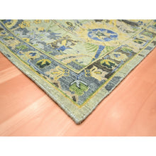 Load image into Gallery viewer, 8&#39;1&quot;x10&#39;2&quot; Hedge Green, Hand Knotted, Broken and Erased Persian Inspired with Birds Design, Distinct Abrash, Shaved Low, Pure Wool, Oriental Rug FWR454290