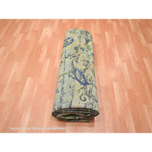 Load image into Gallery viewer, 8&#39;1&quot;x10&#39;2&quot; Hedge Green, Hand Knotted, Broken and Erased Persian Inspired with Birds Design, Distinct Abrash, Shaved Low, Pure Wool, Oriental Rug FWR454290