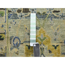 Load image into Gallery viewer, 2&#39;7&quot;x12&#39;3&quot; Swamp Green, Broken and Erased Persian Inspired with Birds Design, Distinct Abrash, Shaved Low, Pure Wool, Hand Knotted, Runner, Oriental Rug FWR454302