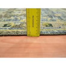 Load image into Gallery viewer, 2&#39;7&quot;x10&#39;6&quot; Sage Green, Pure Wool, Broken and Erased Persian Inspired with Birds Design, Distinct Abrash, Shaved Low, Hand Knotted, Runner, Oriental Rug FWR454308