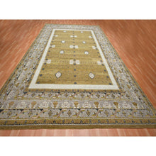 Load image into Gallery viewer, 12&#39;1&quot;x15&#39;2&quot; Golden Yellow, Pinecone Design, Hand Knotted, 100% Wool, Shaved Low, Densely Woven, XL, Oversized, Oriental Rug FWR454326