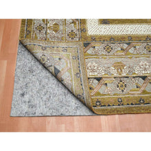 Load image into Gallery viewer, 12&#39;1&quot;x15&#39;2&quot; Golden Yellow, Pinecone Design, Hand Knotted, 100% Wool, Shaved Low, Densely Woven, XL, Oversized, Oriental Rug FWR454326
