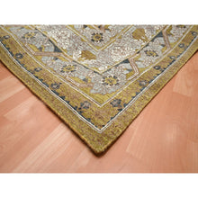 Load image into Gallery viewer, 12&#39;1&quot;x15&#39;2&quot; Golden Yellow, Pinecone Design, Hand Knotted, 100% Wool, Shaved Low, Densely Woven, XL, Oversized, Oriental Rug FWR454326