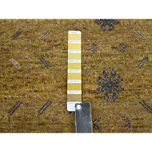 Load image into Gallery viewer, 12&#39;1&quot;x15&#39;2&quot; Golden Yellow, Pinecone Design, Hand Knotted, 100% Wool, Shaved Low, Densely Woven, XL, Oversized, Oriental Rug FWR454326