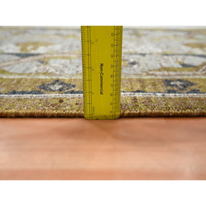 12'1"x15'2" Golden Yellow, Pinecone Design, Hand Knotted, 100% Wool, Shaved Low, Densely Woven, XL, Oversized, Oriental Rug FWR454326