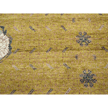 Load image into Gallery viewer, 10&#39;x14&#39;3&quot; Golden Yellow, Pinecone Design, 100% Wool, Hand Knotted, Shaved Low, Densely Woven, Oriental Rug FWR454332