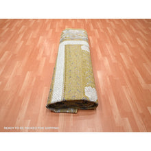 Load image into Gallery viewer, 10&#39;x14&#39;3&quot; Golden Yellow, Pinecone Design, 100% Wool, Hand Knotted, Shaved Low, Densely Woven, Oriental Rug FWR454332